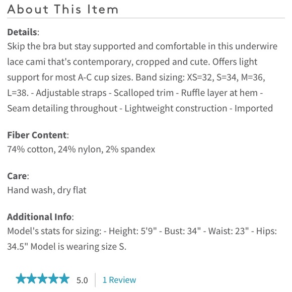 Free People •  Fleur de Lys Underwire Crop Cami - Picture 2 of 2